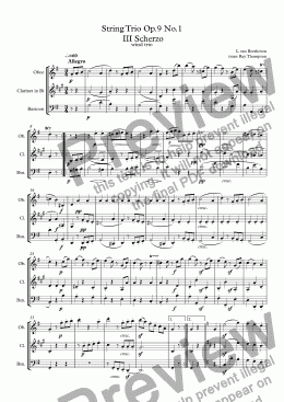 page one of String Trio Op.9 No.1  III Scherzo