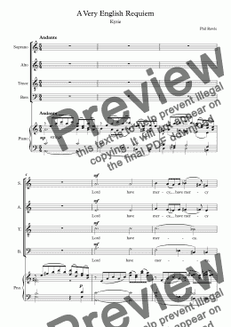 page one of A Very English Requiem - Kyrie - Choir and piano