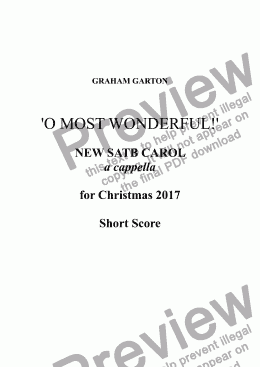 page one of CAROL - 'O MOST MERCIFUL!'  for SATB Choir a cappella Christmas 2017 - Words: Italian original translated into English and German