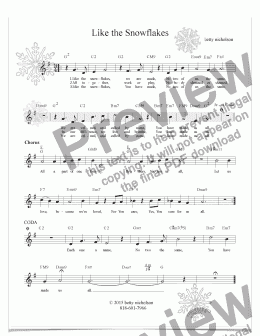 page one of Like The Snowflakes  - Lead Sheet