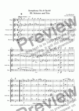 page one of Beethoven: Symphony No.4 Op.60  III. Scherzo and Trio - wind quintet