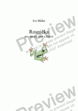 page one of ROSNIČKA (Tree Frog) pro dětský sbor a piano (Czech words)