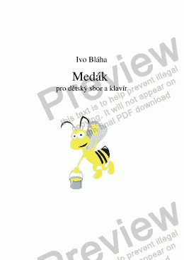 page one of MEDÁK (Bumblebee) pro dětský sbor a klavír (Czech words)