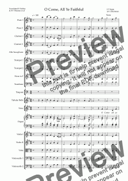 page one of O Come, All Ye Faithful - Orchestral Arrangement & Descant (Christmas Carol)
