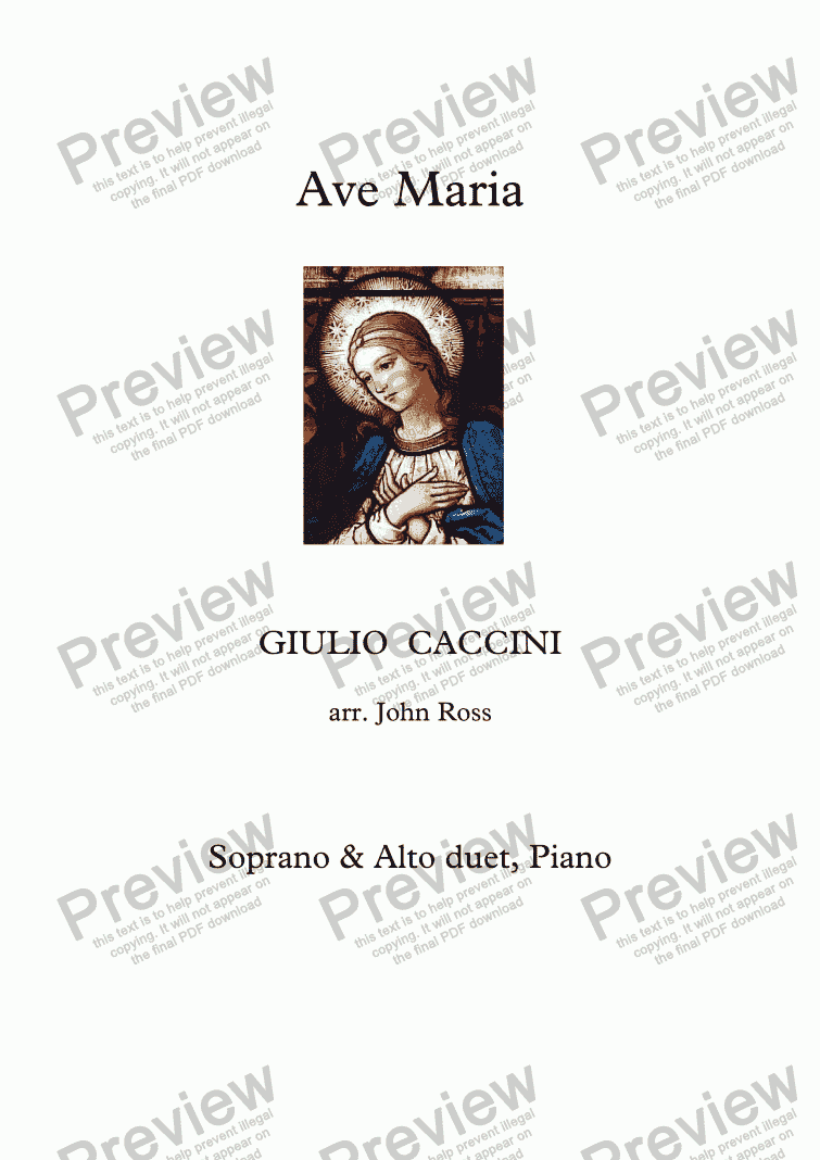 page one of Ave Maria (Caccini) (Soprano & Alto duet, Piano)