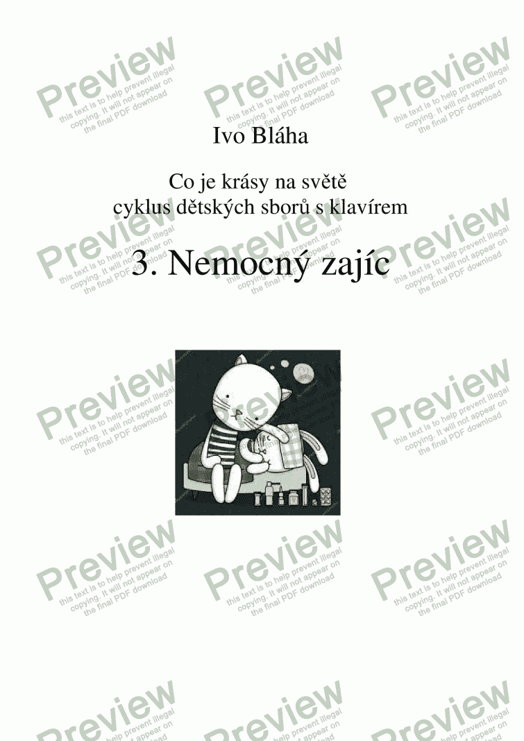 page one of NEMOCNÝ ZAJÍC pro dětský sbor a klavír (Czech words)