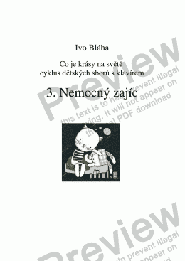 page one of NEMOCNÝ ZAJÍC pro dětský sbor a klavír (Czech words)