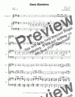 page one of Gesu Bambino (Duet for C-Trumpet & French Horn)