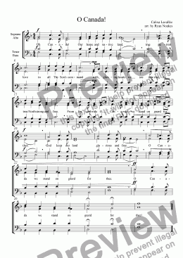page one of O Canada! (SATB)