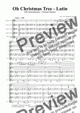 page one of Oh Christmas tree - Latin - (Oh Tannenbaum) - Clarinet Quintet