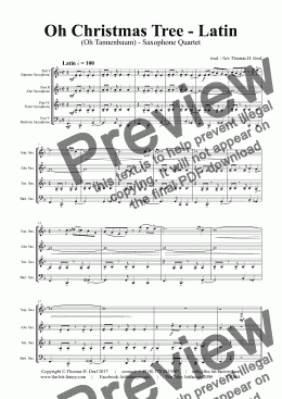 page one of Oh Christmas tree - Latin - (Oh Tannenbaum) - Saxophone Quintet