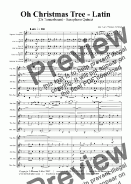 page one of Oh Christmas tree - Latin - (Oh Tannenbaum) - Saxophone Quintet