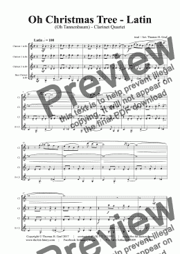 page one of Oh Christmas tree - Latin - (Oh Tannenbaum) - Clarinet Quartet