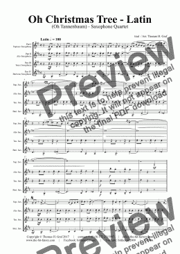 page one of Oh Christmas tree - Latin - (Oh Tannenbaum) - Saxophone Quartet 