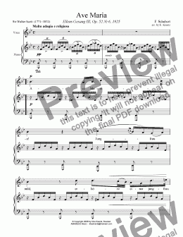 page one of Ave Maria Op. 52 No. 6 for voice and easy piano (Bb major)