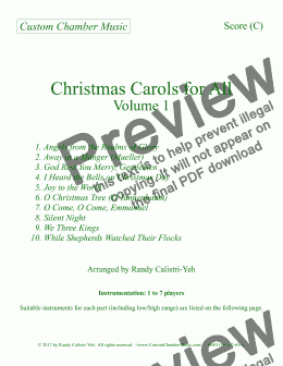 page one of Christmas Carols for All, Volume 1 (for C instruments)