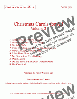 page one of Christmas Carols for All, Volume 2 (for C instruments)
