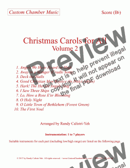 page one of Christmas Carols for All, Volume 2 (for Bb instruments)