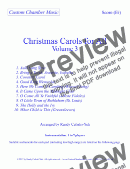 page one of Christmas Carols for All, Volume 3 (for Eb instruments)