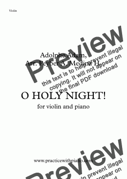 page one of O HOLY NIGHT! - for violin and piano
