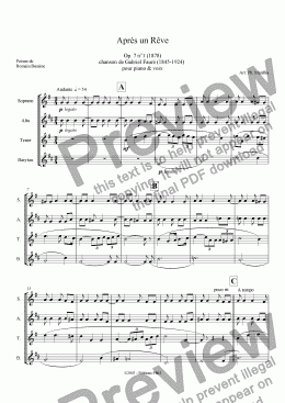 page one of Fauré - Après un Rêve (Sax Quartet)