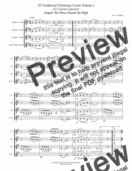 page one of 20 Traditional Christmas Carols Volume I (Clarinet Quartet)