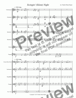 page one of Swingin' Silent Night - for Percussion Ensemble
