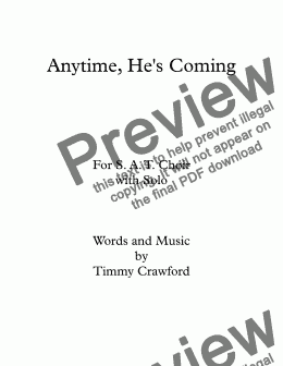 page one of Anytime, He's Coming