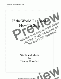 page one of If The World Learned How to Sing