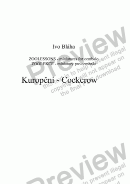 page one of KUROPĚNÍ (Cockrow) pro cembalo