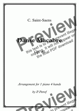 page one of Saint-Saens - DANCE MACABRE - piano 4 hands