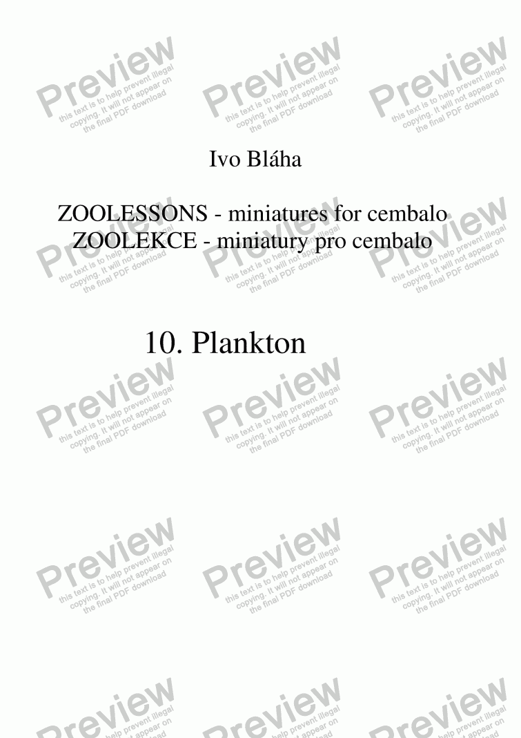 page one of PLANKTON pro cembalo