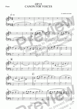 page one of CANON FOR VOICES - Piano