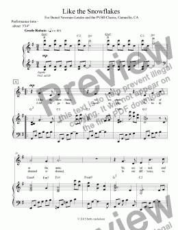 page one of Like the Snowflakes - SA/Piano