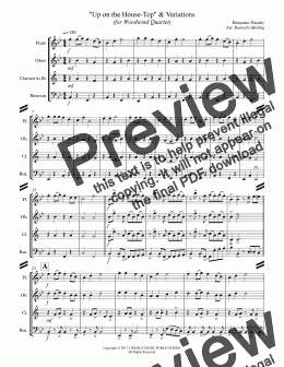 page one of Up on the House-Top & Variations (for Woodwind Quartet)