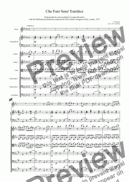 page one of Che Farò Senz' Euridice (Pavarotti recorded version)