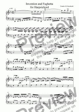 page one of Invention and Fughetta for Harpsichord