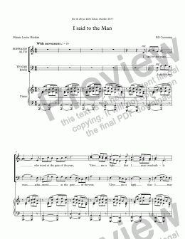 page one of "I Said to the Man" for SATB choir and piano