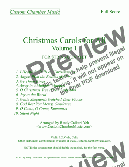 page one of Christmas Carols for All, Volume 1 (for String Quartet)