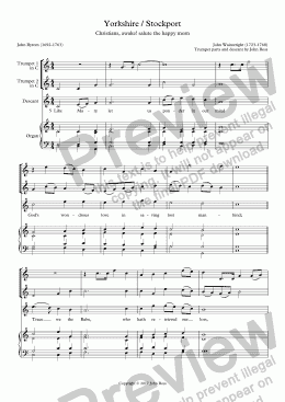 page one of Yorkshire (Stockport) (Christians, awake - NEH version) with 2 trumpets & vocal descant