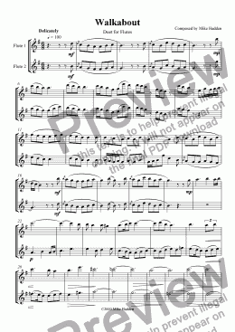 page one of Walkabout - Duet for Flutes