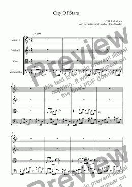 page one of City Of Stars (OST La La Land) for String Quartet