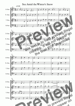 page one of See, Amid the Winter's Snow arr for Recorder Christmas Quartet