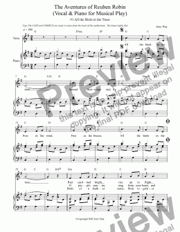 page one of The Aventures of Reuben Robin (Vocal & Piano for Musical Play)