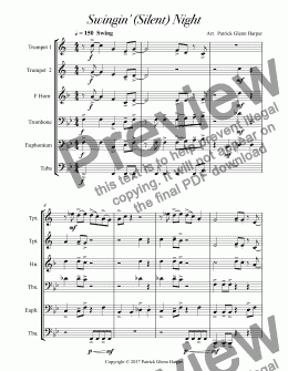 page one of Swingin' Silent Night - for Brass Ensemble