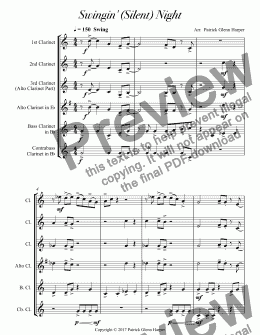 page one of Swingin' Silent Night - for Clarinet Choir