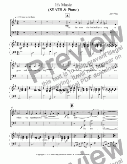 page one of It's Music (SSATB & Piano)