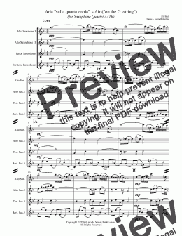 page one of Bach - Aria "sulla quarta corda" - “Air on the G-String" (Saxophone Quartet AATB)