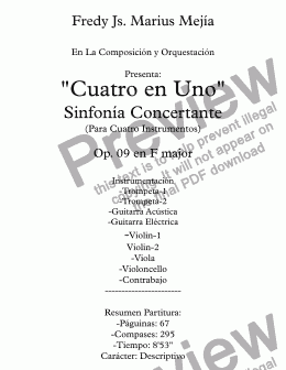 page one of CUATRO EN UNO (Sinfonía a 4) +Sinfonía Concertante Familiar+ Fmajor (op.09)