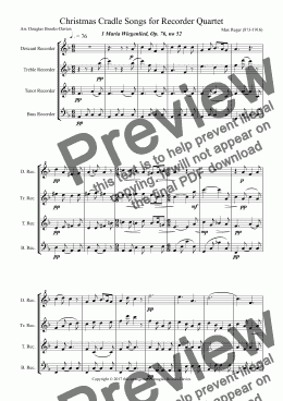 page one of Brooks-Davies, Douglas (arr.), Christmas Cradle Songs for Recorder Quartet (descant, treble, tenor, bass)